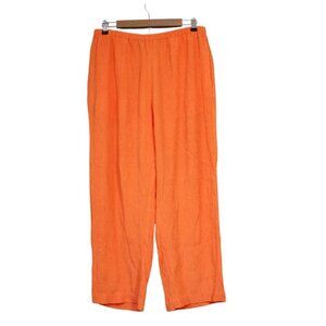 Everlane Pull On Pants Large Naia Orange Pleated Stretch Wide Leg Crop Preppy